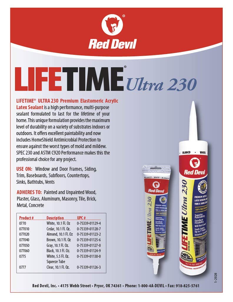 Red Devil 077050 Lifetime Ultra Premium Elastomeric Acrylic Latex Sealant, 10.1 oz., Gray, 1 Pack - Image 3